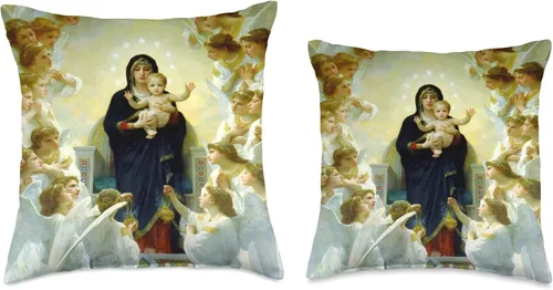 Vista 3 de Mary Queen of Angels Almohada de tiro 16x16, multicolor