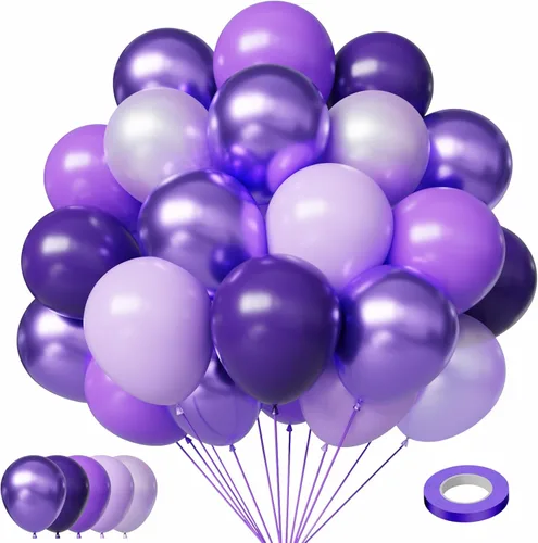 Vista 11 de Globos negros y metálicos plateados, 50 piezas de globos negros y plateados de 12 pulgadas, globos para fiestas para cumpleaños, graduación, Año
