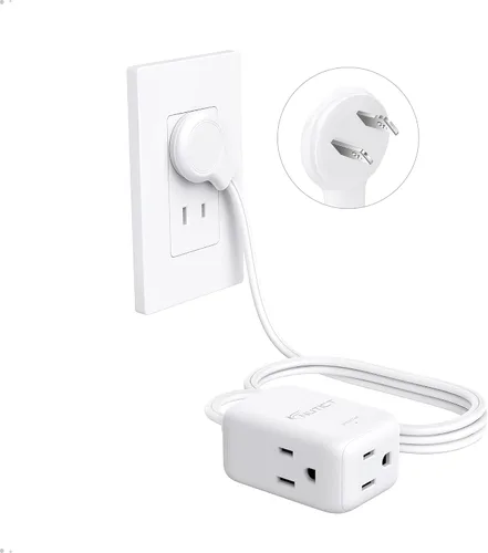 Vista 24 de NUTICT Cable de extensión corto de 6 pulgadas, extensor de 3 salidas con protector de sobretensiones 900J, 15A/1875W, certificado ETL, divisor