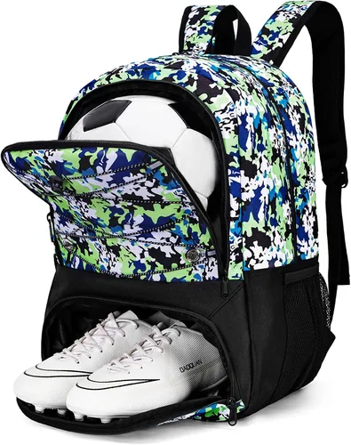 Vista 20 de Hsmihair - Mochila de fútbol juvenil - Mochila para fútbol y baloncesto, con compartimento para pelota y tacos separados
