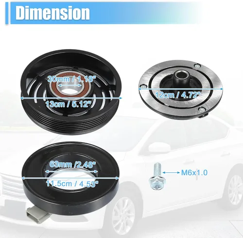 Vista 3 de uxcell juego de embrague para compresor de aire acondicionado reemplazable para reparación de embrague de Ford F-150 1997-2006