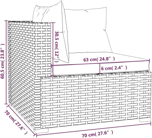 Vista 8 de SKM 13 Piece Patio Lounge Set with Cushions Brown Poly Rattan (104.74 KG/230.428 LBS)
