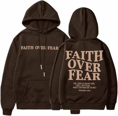 Vista 28 de BANGELY Sudadera Fe Sobre el Miedo para Mujeres, Sudadera Cristiana con Gráfico, Dichos Religiosos Cristianos, Jersey de Biblia, Tops de Pullover