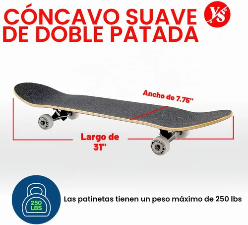 Vista 2 de Yocaher Skull Series Pro Complete Skateboard for Beginners & Teens - 7.75” x 31” Double Kick Concave Maple Wood Deck, ABEC-9 Bearings, 54mm Wheels