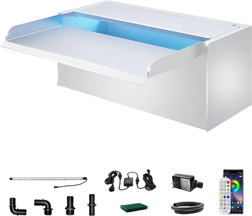 Vista 21 de Longrun Caja de cascada de estanque con kit de bomba, derrame de estanque de acero inoxidable 304 con bomba de 396 GPH 1500L/H para estanques, tira