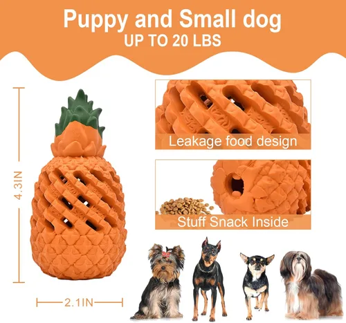 Vista 2 de Juguetes Pequeños para Perros - Piña, Juguetes Resistentes e Indestructibles para Perros Masticadores Agresivos