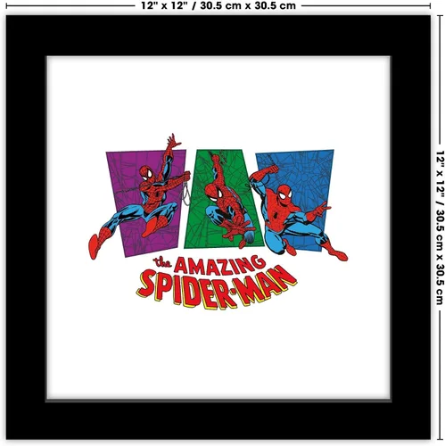 Vista 6 de Trends International Gallery Pops Marvel Spider-Man - Foco retro increíble Spider-Man 3 paneles de arte de pared, 12.00 x 12.00 pulgadas, versión