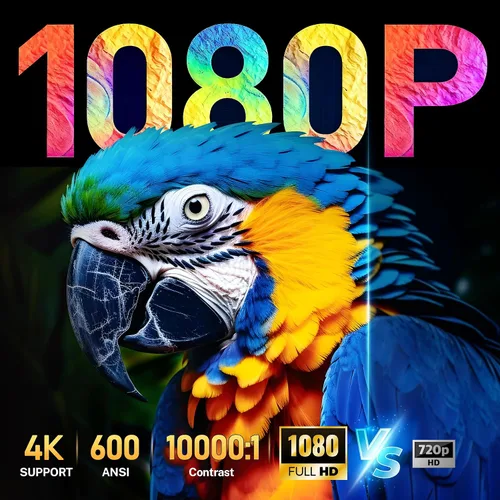Vista 2 de Proyector Mini Inteligente Nativo 1080P con WiFi 6 Bluetooth 5.4, Full HD 4K compatible con enfoque automático y Keystone, aplicaciones integradas