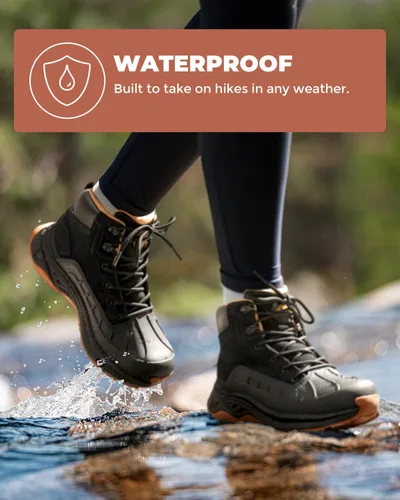 Vista 4 de NORTIV 8 Botas de senderismo impermeables para mujer, botas de senderismo al aire libre para senderismo