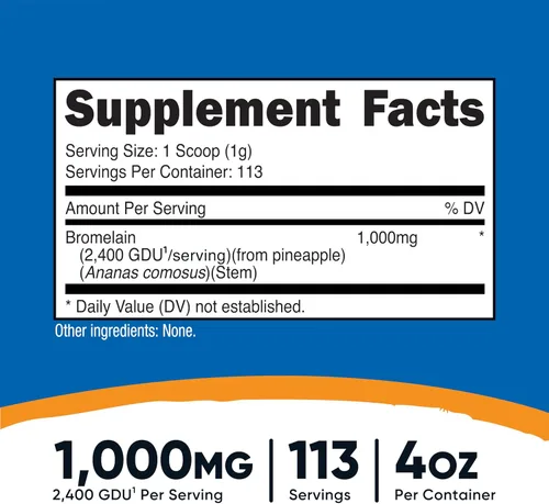 Vista 2 de Nutricost Polvo de Bromelaína 4 OZ - Sin OMG, apto para vegetarianos y sin gluten