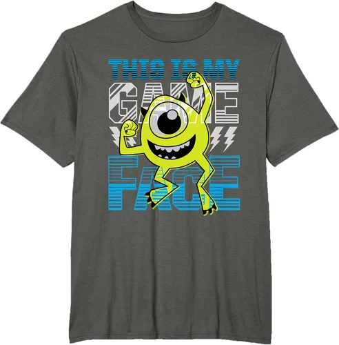 Vista 7 de Disney Pixar Monsters Inc. Mike Wazowski Game Face Camiseta Negro