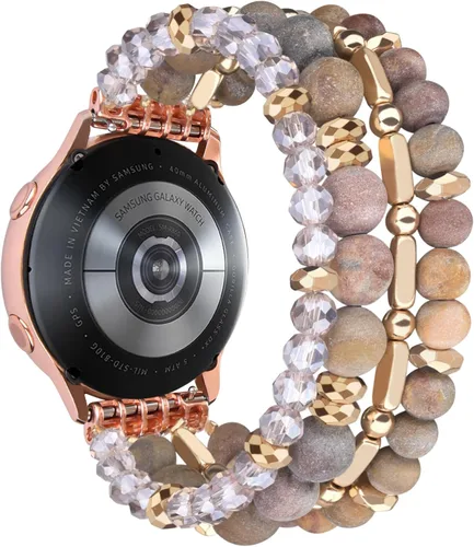 Vista 4 de VISOOM Beaded Boho Bracelet Compatible for Samsung Galaxy Watch 7/6/5/4 40/44mm Bands/Active 2 Watch 4 Classic 42mm Band Women, 20mm Handmade Marrón