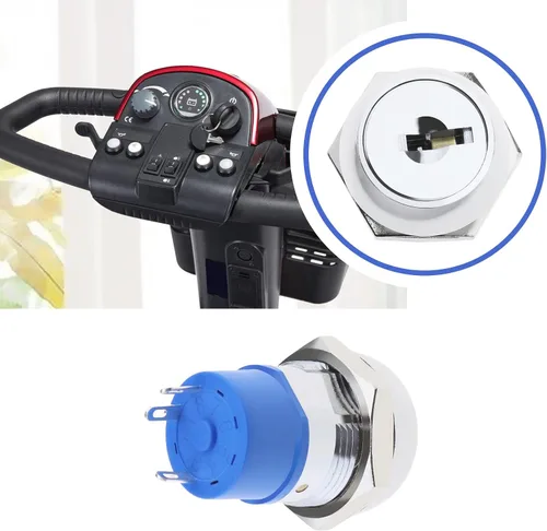 Vista 4 de Interruptor de arranque de encendido con 2 teclas, 3 posiciones, encendido y apagado, interruptor de encendido Controles para movilidad, scooter