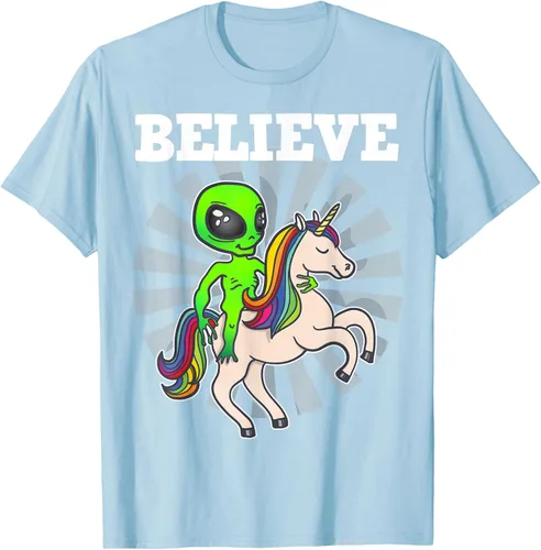 Vista 88 de Believe Space Alien Riding Unicorn - Camiseta de regalo divertida, Negro, S