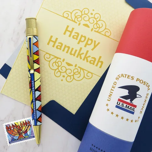 Vista 3 de Retro 51 Tornado Popper Edición Limitada USPS Hanukkah Stamp Rollerball Pen