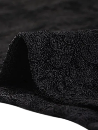 Vista 6 de Allegra K Blusa sin mangas para mujer con volantes semitransparentes y encaje floral