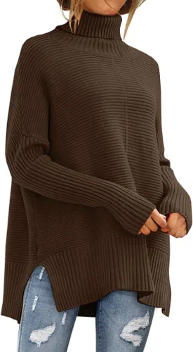 Vista 22 de LILLUSORY Suéteres de gran tamaño con cuello redondo para mujer, túnica Albaricoque