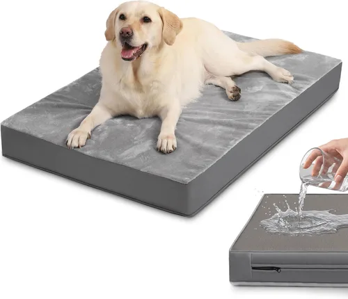 Vista 14 de Cojín impermeable de la jaula de la cama del perro pequeño 24", alfombra ortopédica lavable del gato del cachorro Outdoor Pet Bed Foam, Reversible