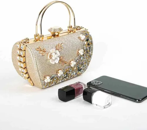 Vista 8 de Bolso de mano de noche brillante para mujer, con purpurina brillante y diamantes de imitación para boda, fiesta de graduación