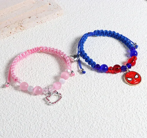 Vista 2 de SKIRIFLA Stitch Spider Ladybug Gwen - Pulseras de amistad a juego para parejas, mejores amigos, mejores amigos y familiares, pulseras magnéticas
