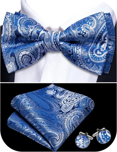 Vista 84 de Barry.Wang Pajarita de Rayas Paisley para Hombre de Seda Preatada Pañuelo de Bolsillo Gemelos Juego Formal Boda Fiesta Graduación