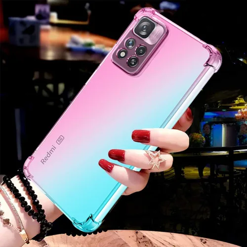 Vista 5 de Funda para Redmi Note 11 Pro 5G/Redmi Note 11E Pro, funda transparente para teléfono con degradado, delgada, antiarañazos, flexible, funda