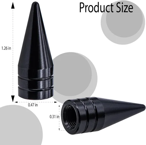 Vista 2 de 4 piezas de tapas de válvula de rueda con forma de punta, válvula de rueda de aleación de aluminio con punta, cubiertas universales de válvula