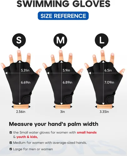 Vista 3 de FitsT4 Sports Guantes de natación con aletas Guantes de natación palmeados Fitness Aeróbico acuático