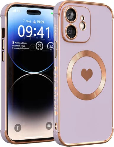 Vista 24 de Funda magnética para iPhone 12 para mujeres y niñas, compatible con magnética, suave y de lujo para iPhone 12, funda de teléfono