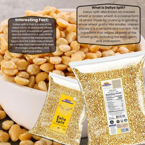 Vista 4 de Rani Daliya Split (Garbanzos partidos asados Dalia) 4lbs (64oz) ~ Todo natural Vegano Origen indio