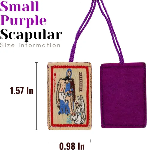 Vista 2 de Marie Julie Jahenny de Bendición y Protección Pack de 3 Regalos de Primera Comunión y Confirmación Escapulario Collar Católico Escapulario Morado