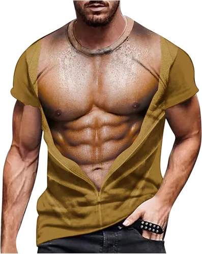 Vista 12 de Camisetas gráficas para hombre, grandes y altas, de manga corta, con estampado muscular, cuello redondo, casual, holgadas, para verano