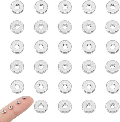 Vista 8 de UNICRAFTALE Cerca de 200 cuentas espaciadoras de disco de 0.157 in de acero inoxidable planas redondas cuentas de metal espaciadores de cuentas