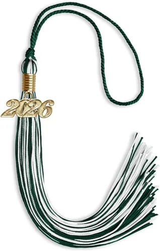 Vista 228 de Endea Graduation - Borla de doble color mixto con fecha dorada (negro/dorado antiguo, 2021)