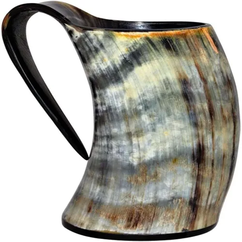 Vista 2 de AnNafi® Taza Viking Drinking Horn con acabado pulido, 16 onzas, multicolor