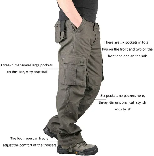 Vista 6 de Lilychan Pantalones cargo ligeros para hombre, pantalones de senderismo, pantalones de trabajo de combate militar, pantalones casuales con 6