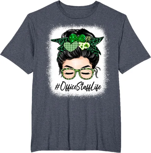 Vista 11 de Office Staff - Camiseta de trébol para mujer, diseño de moño desordenado, Verde
