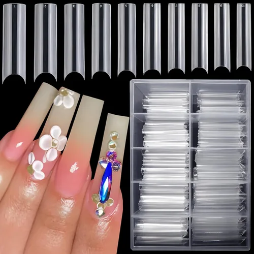 Vista 12 de LoveOurHome 240 puntas de uñas postizas XL de acrílico transparente en forma de almendra, uñas de cobertura completa, uñas postizas extralargas