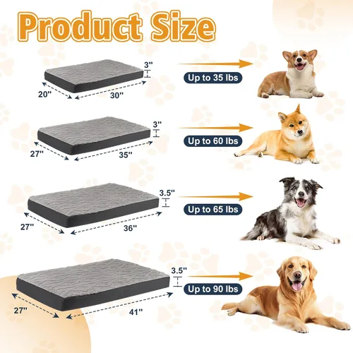 Vista 4 de Cama ortopédica para perros, impermeable y lavable a máquina, cama de felpa para mascotas con parte inferior antideslizante, colchón de espuma