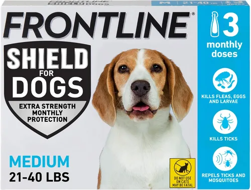 Vista 10 de FRONTLINE Shield - Tratamiento para pulgas y garrapatas para perros de 21 a 40 libras (azul)