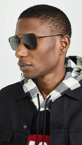 Vista 3 de Prada PR 53VS 1AB1I0 - Gafas de sol ovaladas de metal negro con lente verde