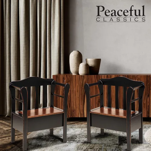 Vista 8 de Peaceful Classics Banco de almacenamiento de entrada de madera, negro