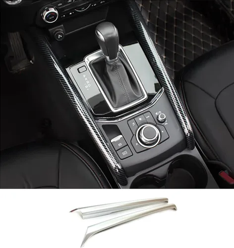 Vista 8 de Accesorios de coche compatibles con Mazda CX-5 CX5 2017-2022 2023 2024 2025 Cubierta de moldura de tira lateral del panel de control de engranajes