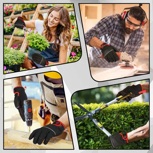 Vista 6 de MOREOK Guantes de trabajo de jardinería para hombres/mujeres [fortalece la protección de la palma] guantes protectores de utilidad guantes
