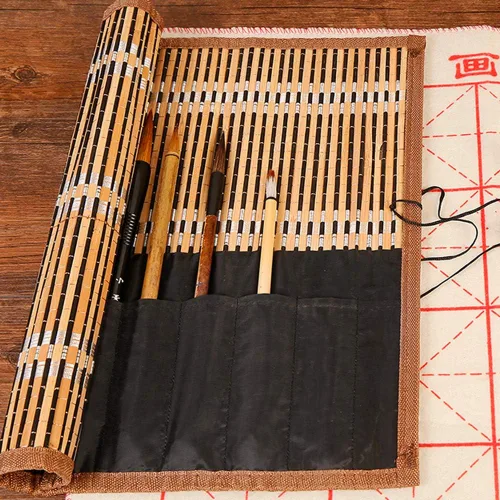 Vista 6 de Estuche portátil para pinceles de caligrafía china para escritura de arte chino, estuche organizador de acuarela, bolsa de protección grande