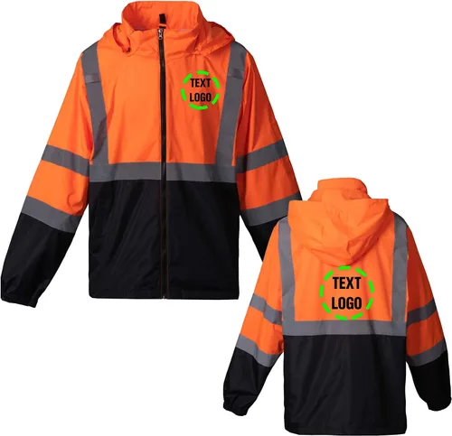 Vista 9 de Chaqueta reflectante de seguridad de alta visibilidad para hombres Hi Vis chaquetas de construcción Negro