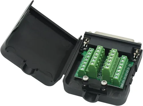 Vista 5 de DB25 Breakout Board Adaptador macho sin soldadura Adaptador de puerto de 25 pines a conector terminal Módulo de señal Tornillos largos y tuercas