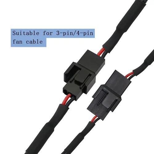 Vista 5 de Gebildet Paquete de 2 cables adaptadores de alimentación con interruptor de ventilador dual de 4 pines a USB, 1 a 2 vías, divisor USB a 4PIN 3PIN