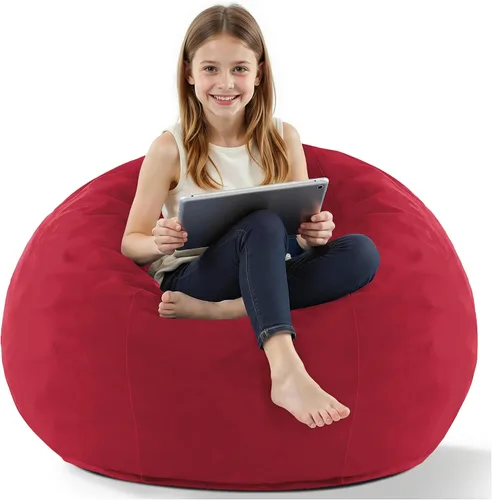 Vista 29 de HABUTWAY Silla de Puf de 2 Pies, Puf de 2' de Sillones Pequeños con Relleno, Silla de Puf en Forma de Lágrima de Terciopelo Ultra Suave con Funda