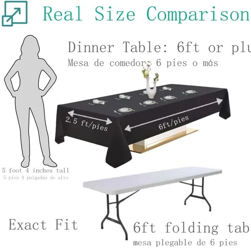 Vista 2 de Urby Paquete de 4 manteles rectangulares de plástico, con asientos para 6 a 8 personas, mantel desechable resistente y empaquetado individualmente